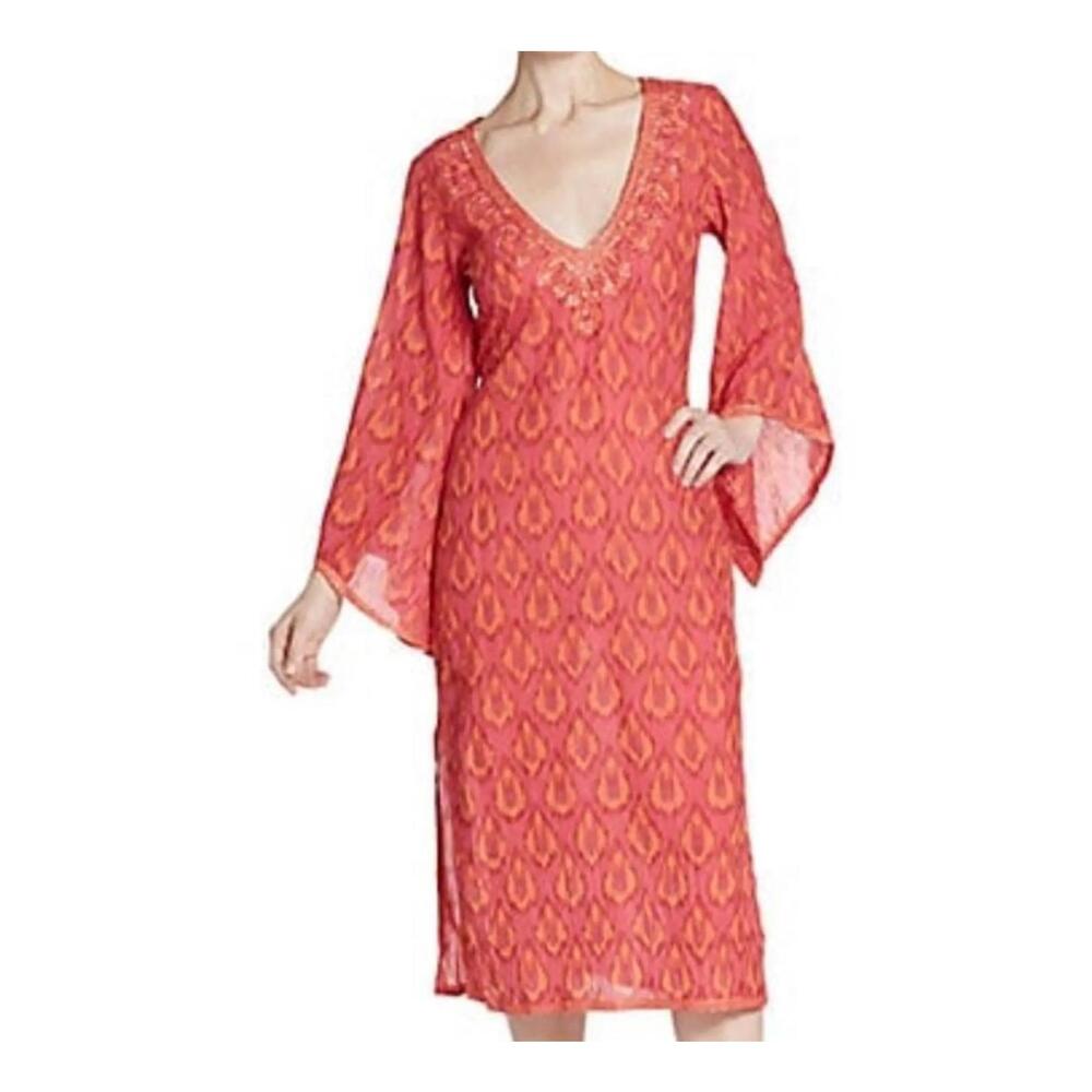CALYPSO ST. BARTH Pink orange maxi kaftan swim coverup dress sz 0